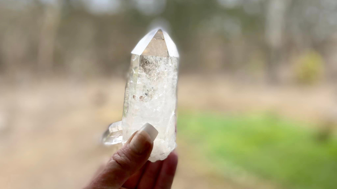 Lemurian Seed Cathedral Natural Point Quartz Timekeeper with Bridge and Rainbows