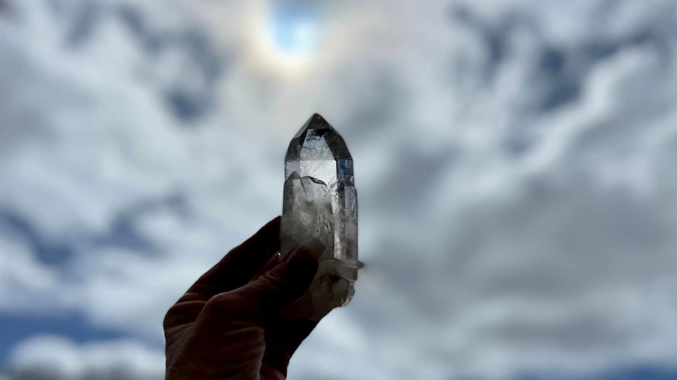 Lemurian Seed Cathedral Natural Point Quartz Timekeeper with Bridge and Rainbows