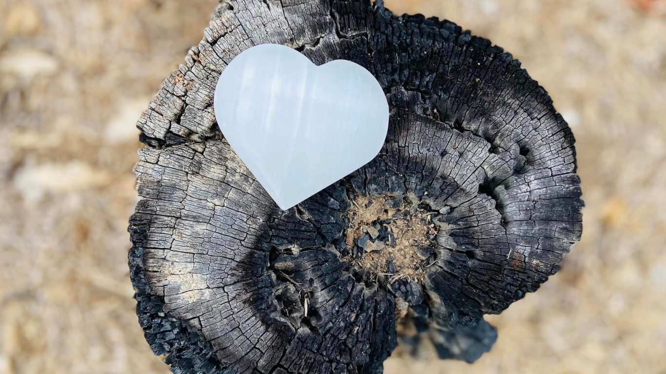 Selenite Heart with wings