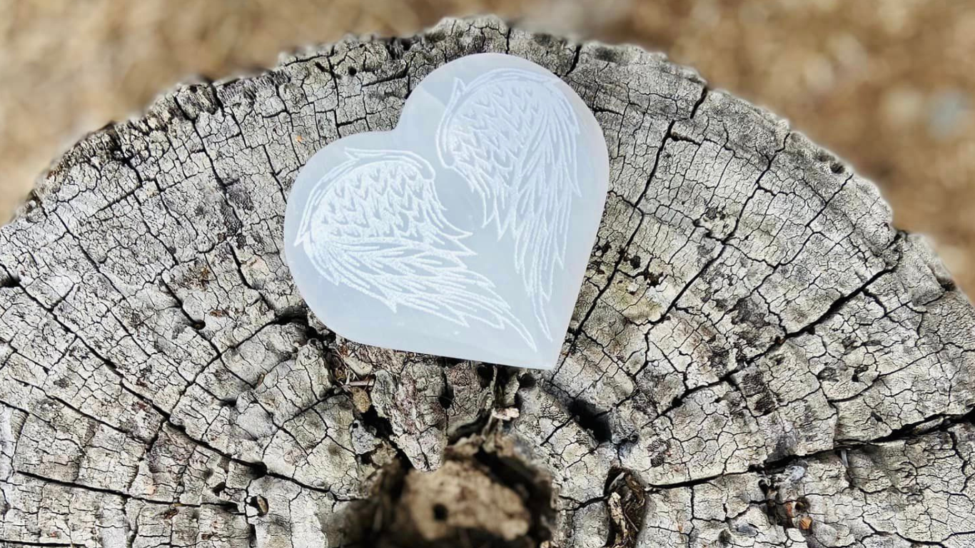 Selenite Heart with wings