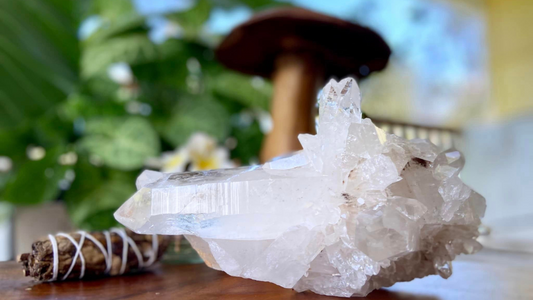 Lemurian Seed Natural Point Cluster with Bridge, Rainbows and Timekeepers