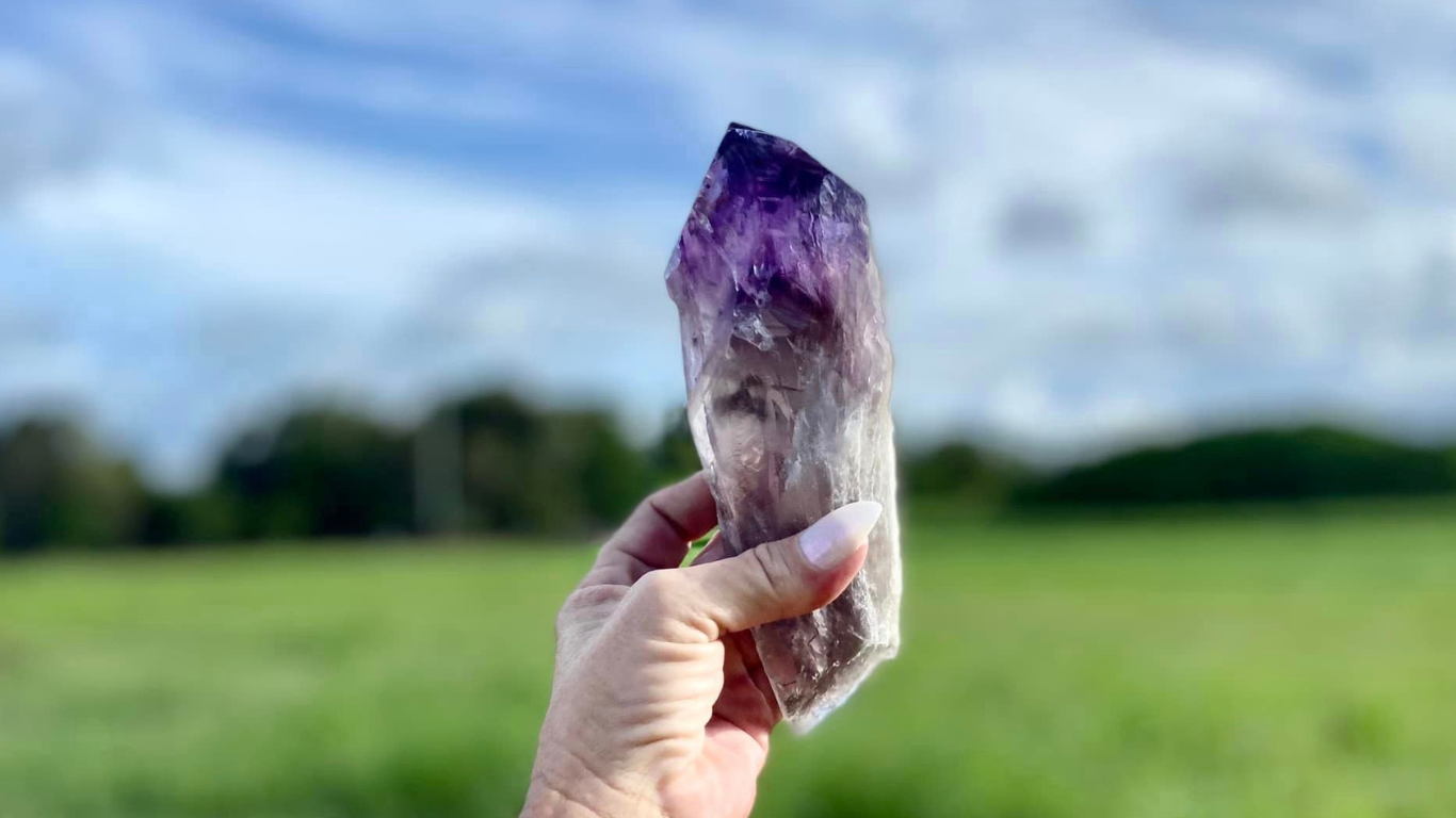 Dragon Tooth Amethyst with Smoky Quartz Natural Point