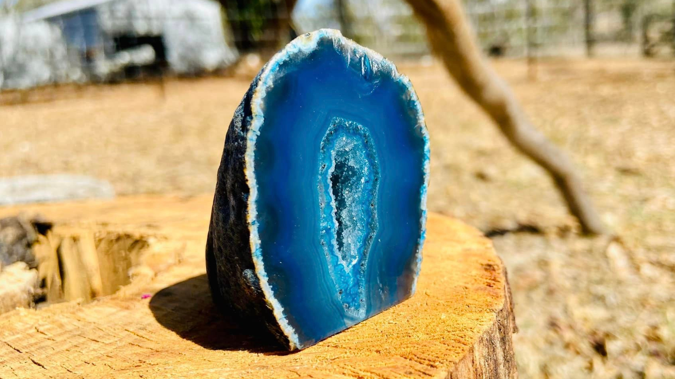 Agate Cave with Druzy Blue