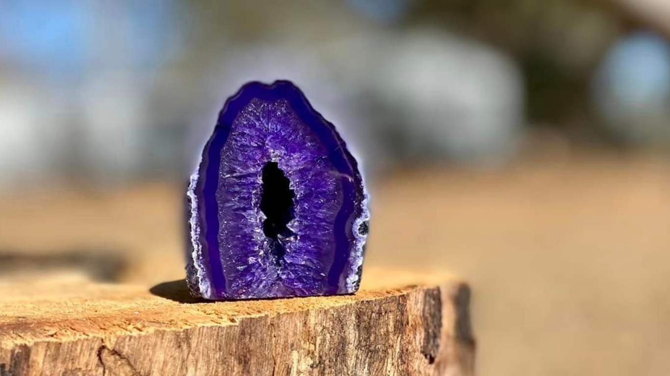 Agate Cave with Druzy Purple