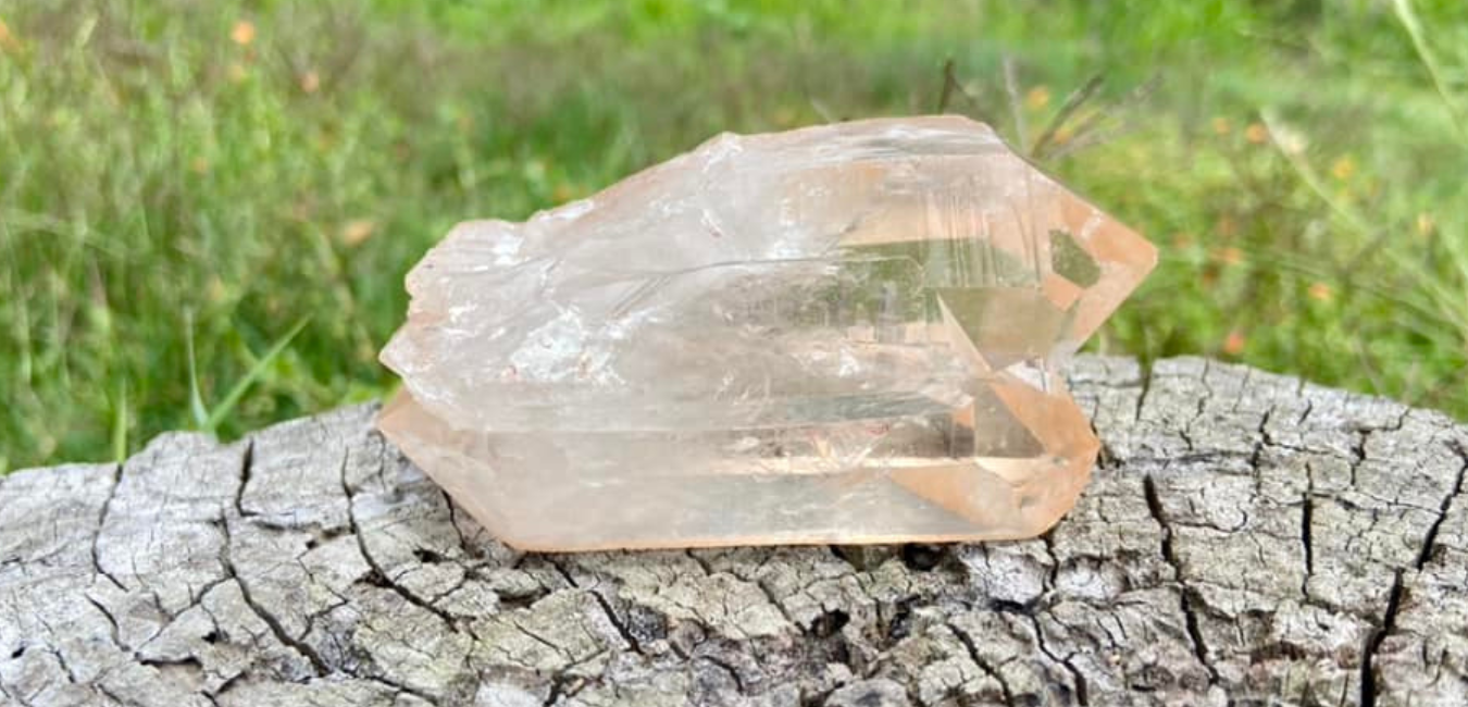 Tangerine Lemurian Seed Quartz Double terminated and Record Keeper