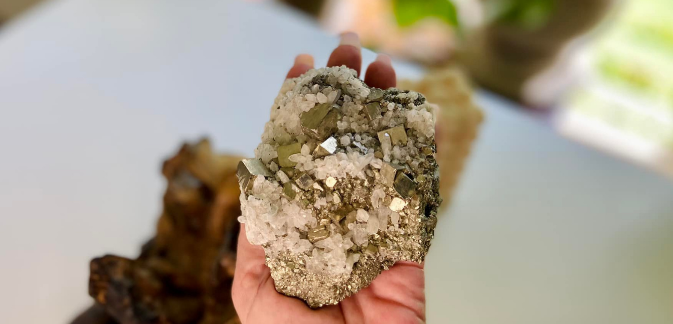 Pyrite Cluster and Calcite