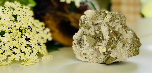 Pyrite Cluster and Calcite