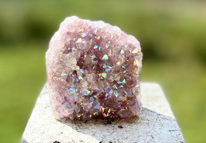 Pearl Amethyst Angel Aura Quartz Cluster Standing