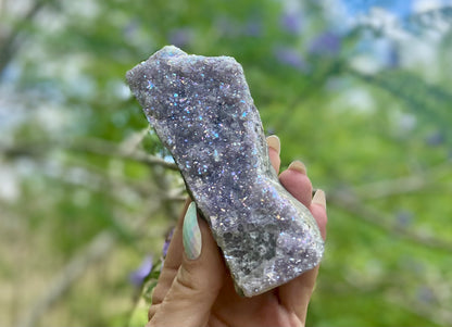 Pearl Amethyst Angel Aura Quartz Cluster Standing