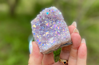 Pearl Amethyst Angel Aura Quartz Cluster Standing