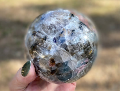 Unicorn Sphere with Lepidolite & Pink Tourmaline Madagascar 1417 g