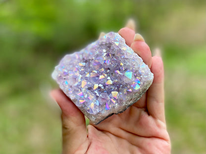 Pearl Amethyst Angel Aura Quartz Cluster Standing