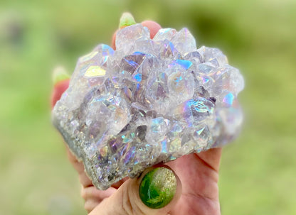 Pearl Amethyst Angel Aura Quartz Cluster Standing