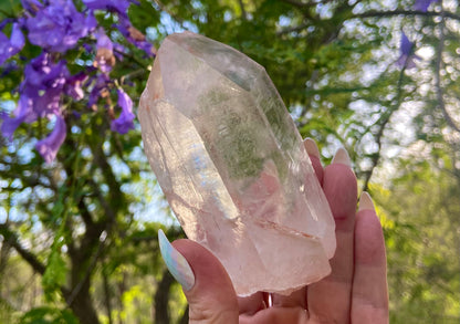 Natural Self Healed Tangerine Quartz with Lemurian Striations and Lightening Strike Collectors Crystal