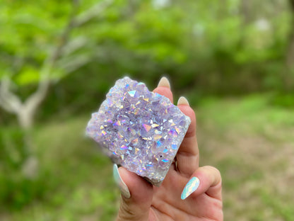 Pearl Amethyst Angel Aura Quartz Cluster Standing