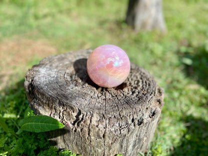 Angel Aura Rose Quartz Sphere: Heart & Higher Wisdom Healing Crystal