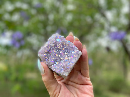 Pearl Amethyst Angel Aura Quartz Cluster Standing