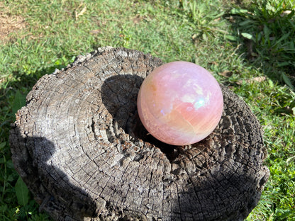Angel Aura Rose Quartz Sphere: Heart & Higher Wisdom Healing Crystal