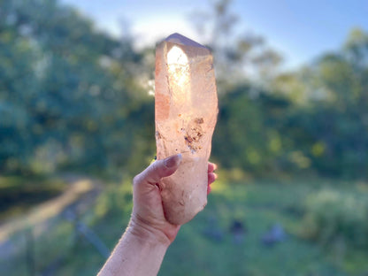Tangerine Lemurian Seed Quartz Natural Point