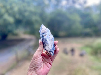 Blue Kyanite Blade Cluster with Black Tourmaline Mica and Quartz