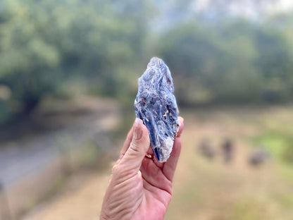 Blue Kyanite Blade Cluster with Black Tourmaline Mica and Quartz