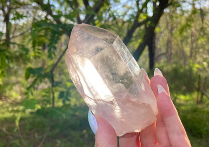 Natural Self Healed Tangerine Quartz with Lemurian Striations and Lightening Strike Collectors Crystal