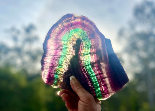 Rainbow Fluorite Crystal Rainbow Fluorite Slab | Intuition + Clarity + Balance | Third Eye Chakra |1084 Grams