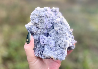 Transparent Tanzanite Fluorite on Druzy Quartz | Fujian, China | Glassy ‘Tanzanite’ Fluorite Cluster | Collector’s Specimen