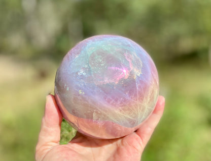 Angel Aura Rose Quartz Sphere: Heart & Higher Wisdom Stone (1.703kg, 33cm Circumference)