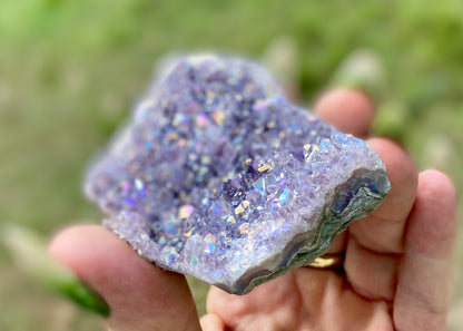 Pearl Amethyst Angel Aura Quartz Cluster Standing