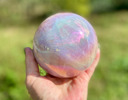 Angel Aura Rose Quartz Sphere: Heart & Higher Wisdom Stone (1.703kg, 33cm Circumference)