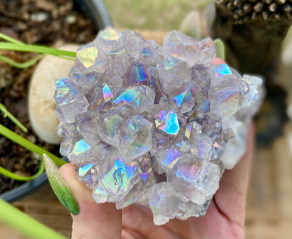 Pearl Amethyst Angel Aura Quartz Cluster Standing