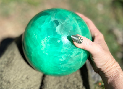 Gigantic Phosphorescent Fluorite Sphere | 6.9kg AAA Collector Crystal | Xianghuapu Mine, Hunan, China | Manifestation