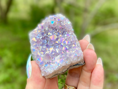 Pearl Amethyst Angel Aura Quartz Cluster Standing