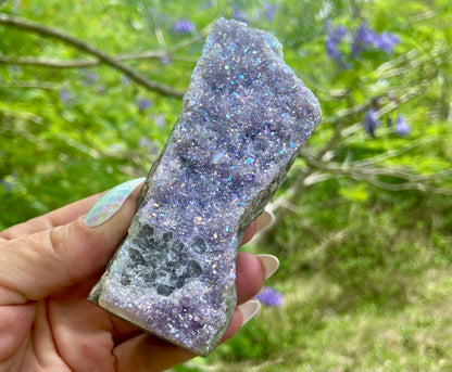 Pearl Amethyst Angel Aura Quartz Cluster Standing