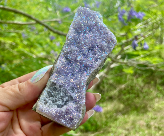 Pearl Amethyst Angel Aura Quartz Cluster Standing