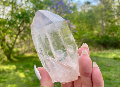 Natural Self Healed Tangerine Quartz with Lemurian Striations and Lightening Strike Collectors Crystal