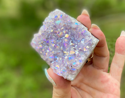 Pearl Amethyst Angel Aura Quartz Cluster Standing