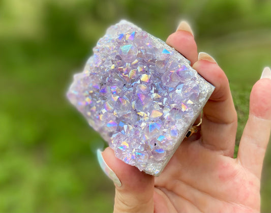 Pearl Amethyst Angel Aura Quartz Cluster Standing