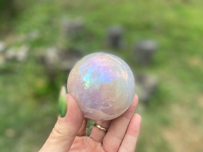 Angel Aura Rose Quartz Sphere: Heart & Higher Wisdom Crystal (310g, 19cm Circumference)