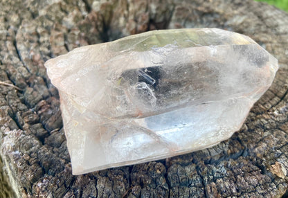 Natural Self Healed Tangerine Quartz with Lemurian Striations and Lightening Strike Collectors Crystal