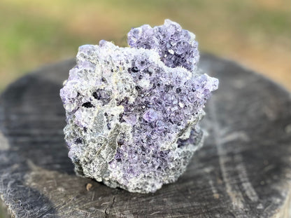 Transparent Tanzanite Fluorite on Druzy Quartz | Fujian, China | Glassy ‘Tanzanite’ Fluorite Cluster | Collector’s Specimen