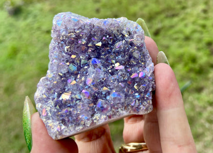 Pearl Amethyst Angel Aura Quartz Cluster Standing