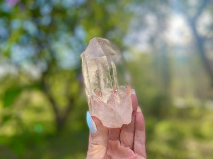 Natural Self Healed Tangerine Quartz with Lemurian Striations and Lightening Strike Collectors Crystal