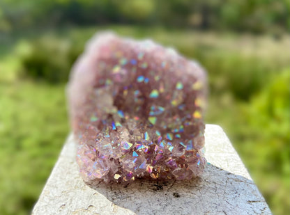 Pearl Amethyst Angel Aura Quartz Cluster Standing