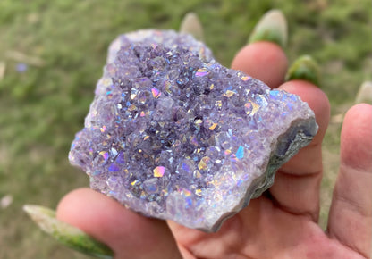 Pearl Amethyst Angel Aura Quartz Cluster Standing