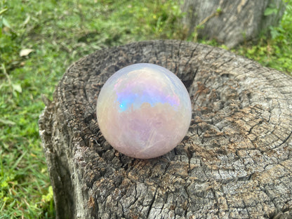 Angel Aura Rose Quartz Sphere: Heart & Higher Wisdom Crystal (310g, 19cm Circumference)
