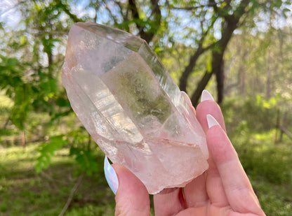 Natural Self Healed Tangerine Quartz with Lemurian Striations and Lightening Strike Collectors Crystal
