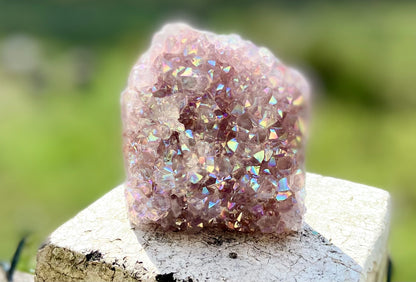 Pearl Amethyst Angel Aura Quartz Cluster Standing