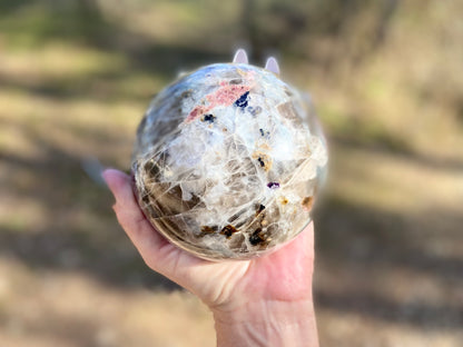 Unicorn Sphere with Lepidolite & Pink Tourmaline Madagascar 1417 g